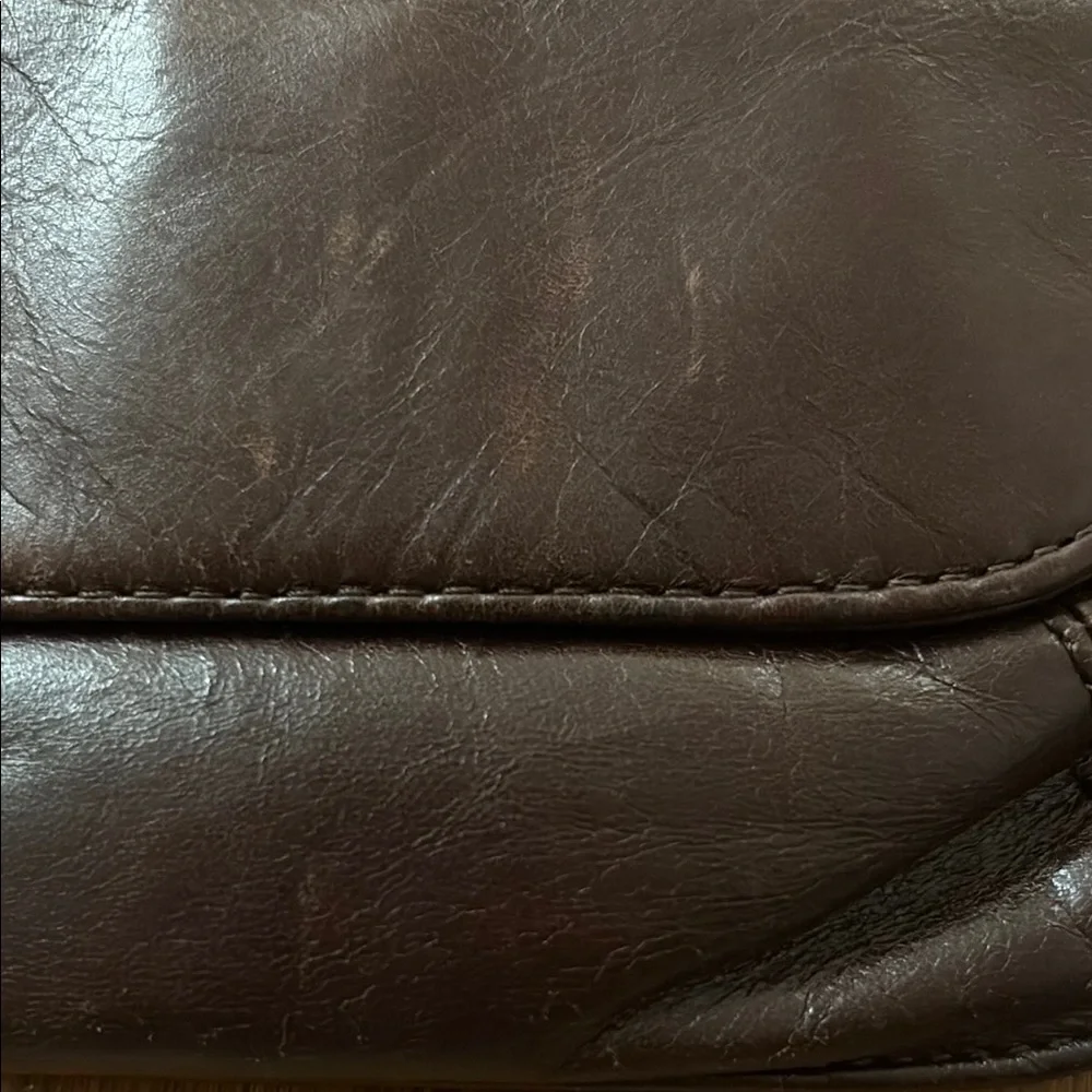 HOBO Brown Leather Messenger Bag with Minimalist Flap Design